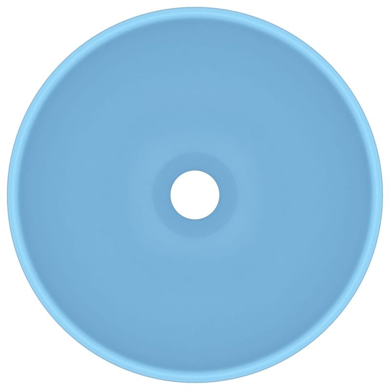 Casa si Gradina - Sanitare - Lavoar baie si accesorii - Lavoare si piedestale - Chiuveta baie lux albastru mat 32,5x14 cm ceramica rotund - Infinity.ro