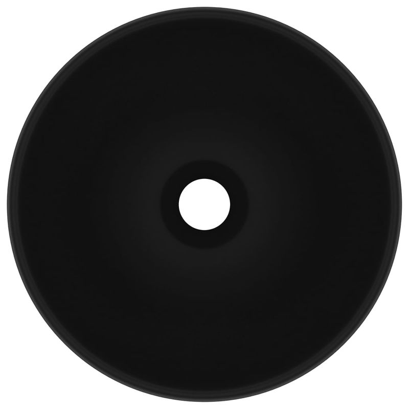 Casa si Gradina - Sanitare - Lavoar baie si accesorii - Lavoare si piedestale - Chiuveta baie lux, negru mat, 32,5x14 cm, ceramica, rotund - Infinity.ro