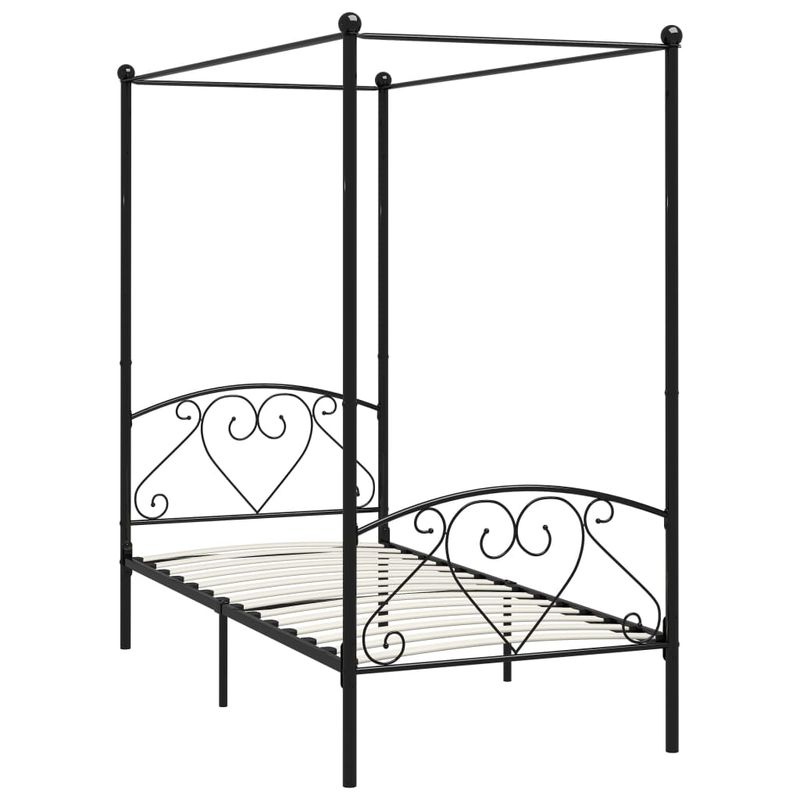Casa si Gradina - Mobilier - Paturi si accesorii - Paturi - Cadru de pat cu baldachin, negru, 100 x 200 cm, metal - Infinity.ro