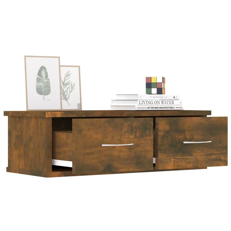 Casa si Gradina - Mobilier - Biblioteci si rafturi - Rafturi - Raft de perete cu sertar, stejar fumuriu, 60x26x18,5 cm lemn prelucrat - Infinity.ro