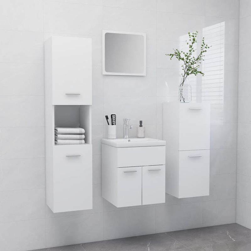 Casa si Gradina - Mobilier - Seturi de mobilier - Seturi baie - Set mobilier de baie, alb, lemn prelucrat - Infinity.ro