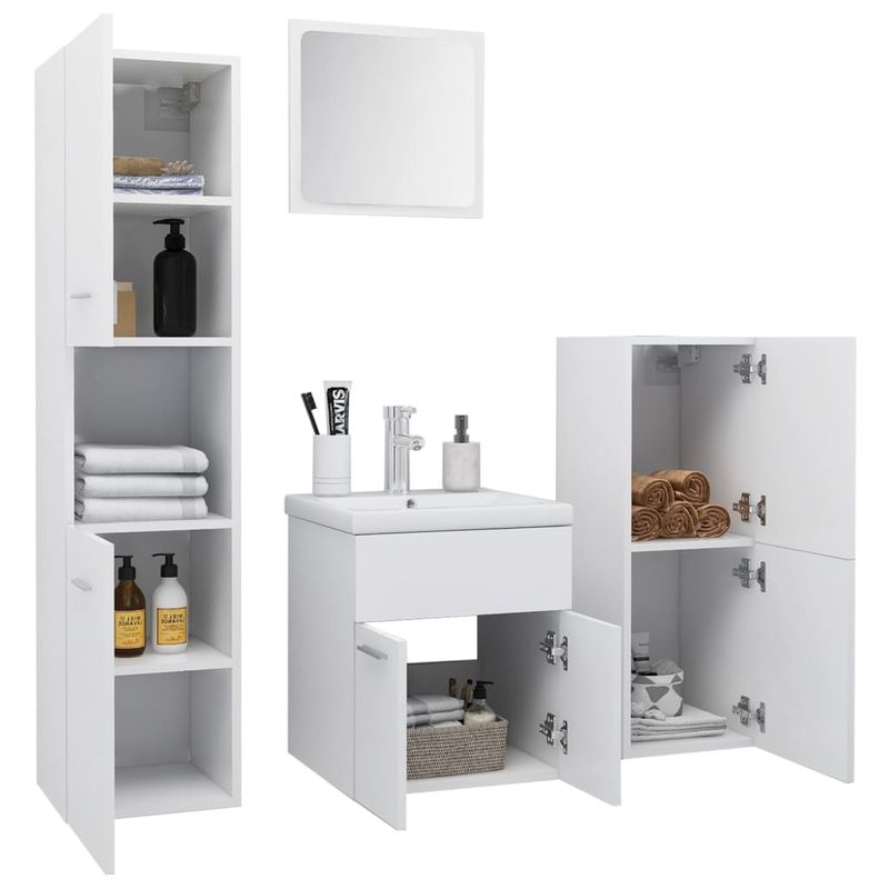 Casa si Gradina - Mobilier - Seturi de mobilier - Seturi baie - Set mobilier de baie, alb, lemn prelucrat - Infinity.ro
