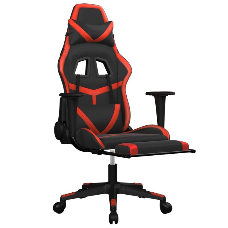 PC, gaming si accesorii - Gaming - Accesorii gaming - Scaune gaming - Scaun de gaming cu suport picioare, negru/rosu, piele ecologica - Infinity.ro