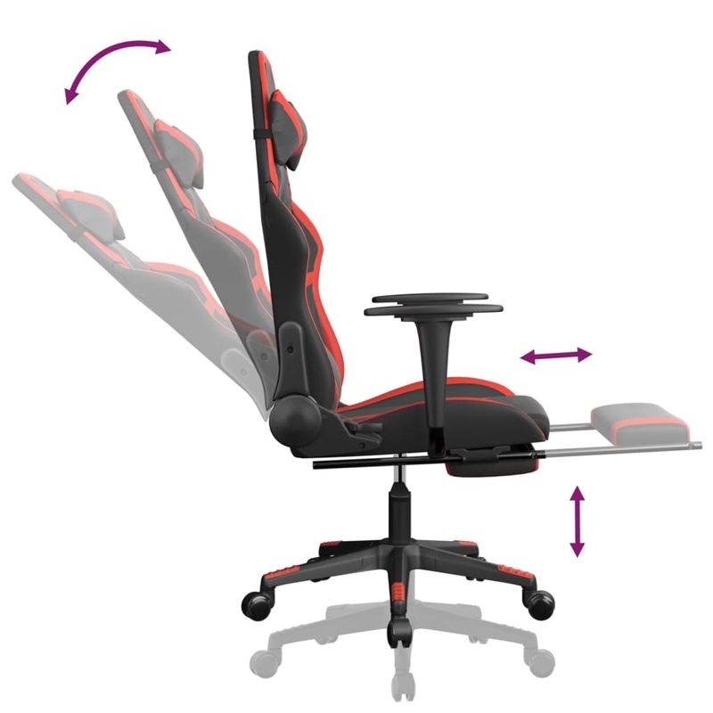 PC, gaming si accesorii - Gaming - Accesorii gaming - Scaune gaming - Scaun de gaming cu suport picioare, negru/rosu, piele ecologica - Infinity.ro