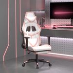 Casa si Gradina - Mobilier - Scaune si fotolii - Scaune - Scaun de gaming cu suport picioare, alb/roz, piele ecologica - Infinity.ro