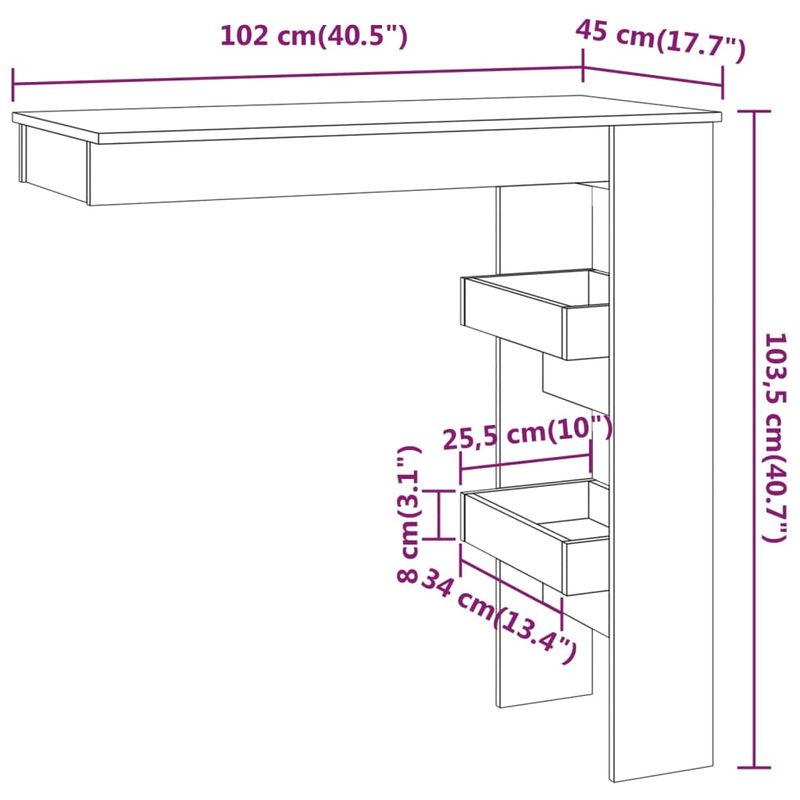 Casa si Gradina - Mobilier - Mese si birouri - Mese bucatarie si dining - Masa bar de perete gri beton 102x45x103,5 cm lemn compozit - Infinity.ro