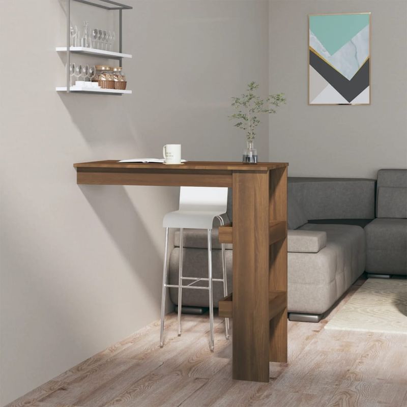 Casa si Gradina - Mobilier - Mese si birouri - Mese bucatarie si dining - Masa bar de perete stejar maro 102x45x103,5 cm lemn compozit - Infinity.ro