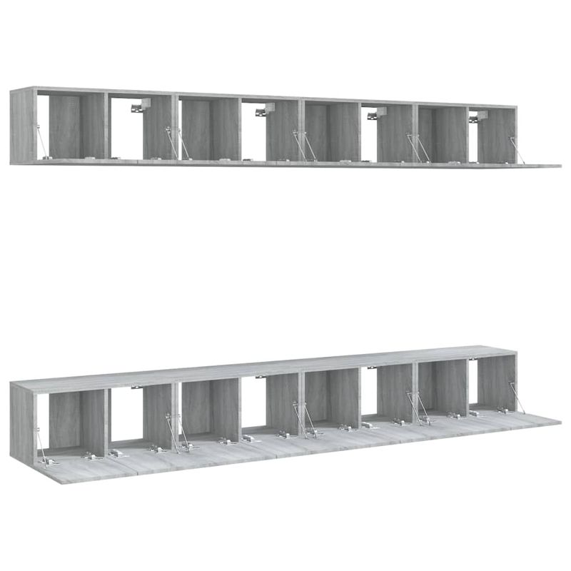 Casa si Gradina - Mobilier - Seturi de mobilier - Seturi living - Set dulapuri TV, 8 buc., gri sonoma, 60x30x30 cm, lemn prelucrat - Infinity.ro