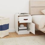 Casa si Gradina - Mobilier - Comode si corpuri - Noptiere - Noptiera, alb, 40x34x55 cm, lemn masiv de pin - Infinity.ro