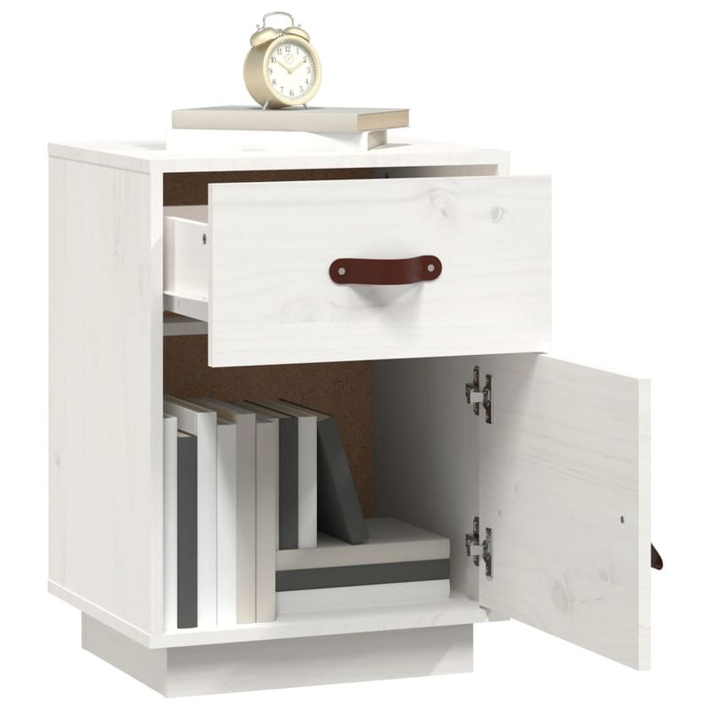 Casa si Gradina - Mobilier - Comode si corpuri - Noptiere - Noptiera, alb, 40x34x55 cm, lemn masiv de pin - Infinity.ro