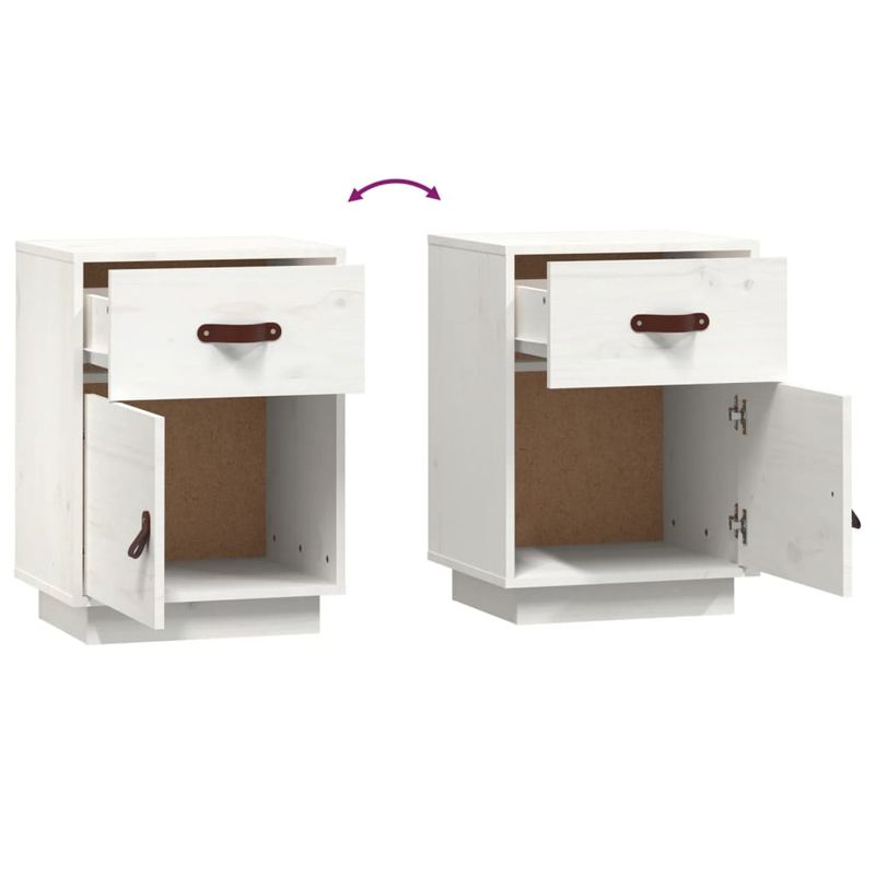 Casa si Gradina - Mobilier - Comode si corpuri - Noptiere - Noptiera, alb, 40x34x55 cm, lemn masiv de pin - Infinity.ro