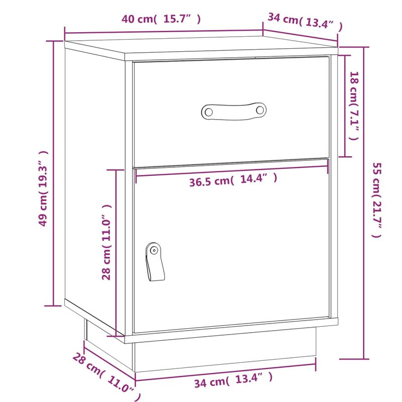 Casa si Gradina - Mobilier - Comode si corpuri - Noptiere - Noptiera, alb, 40x34x55 cm, lemn masiv de pin - Infinity.ro