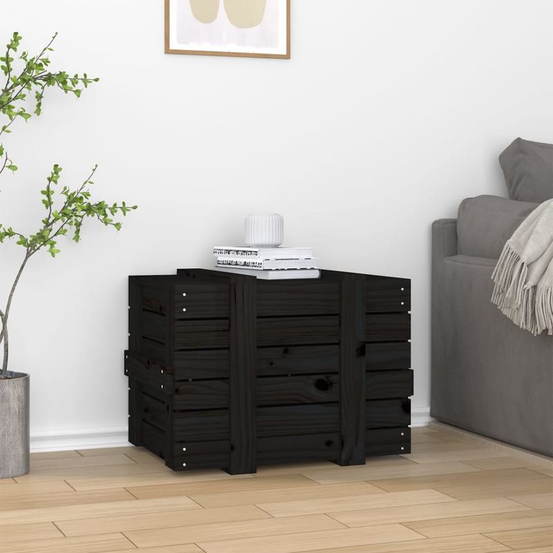 Casa si Gradina - Mobilier - Organizare si depozitare - Cutii depozitare - Cutie de depozitare, negru, 58x40,5x42 cm, lemn masiv de pin - Infinity.ro
