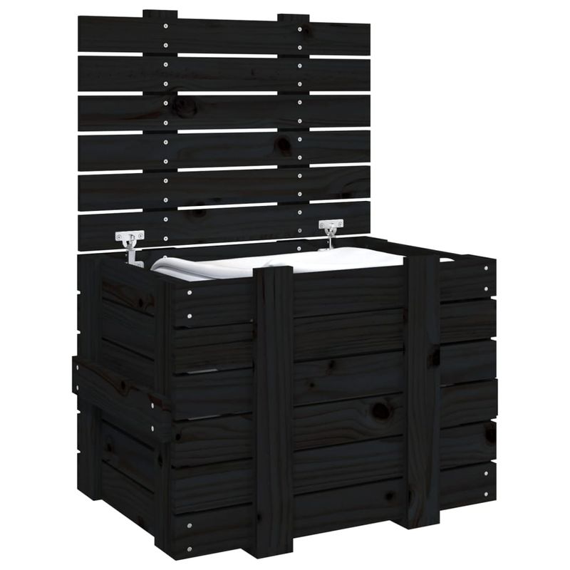 Casa si Gradina - Mobilier - Organizare si depozitare - Cutii depozitare - Cutie de depozitare, negru, 58x40,5x42 cm, lemn masiv de pin - Infinity.ro