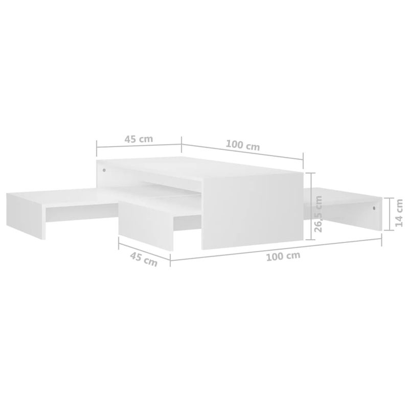 Casa si Gradina - Mobilier - Mese si birouri - Masute de cafea - Set de masute de cafea suprapuse, alb, 100x100x26,5 cm, PAL - Infinity.ro