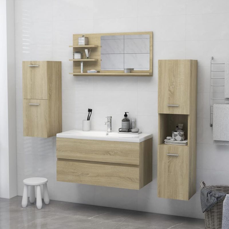 Casa si Gradina - Mobilier - Comode si corpuri - Masute de toaleta - Oglinda de baie, stejar Sonoma, 90 x 10,5 x 45 cm, PAL - Infinity.ro