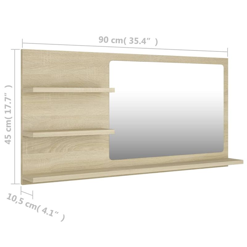 Casa si Gradina - Mobilier - Comode si corpuri - Masute de toaleta - Oglinda de baie, stejar Sonoma, 90 x 10,5 x 45 cm, PAL - Infinity.ro