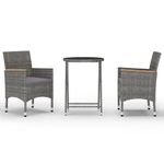 Casa si Gradina - Gradina si terasa - Mobilier exterior - Seturi mobila gradina - Set mobilier bistro gradina, 3 piese, gri și maro, poliratan și sticla - Infinity.ro