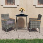 Casa si Gradina - Gradina si terasa - Mobilier exterior - Seturi mobila gradina - Set mobilier bistro gradina, 3 piese, gri și maro, poliratan și sticla - Infinity.ro