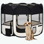 Petshop - Accesorii petshop - Culcusuri si custi - Custi interior si exterior - Tarc de caini pliabil cu sac de transport, negru, 90x90x58 cm - Infinity.ro