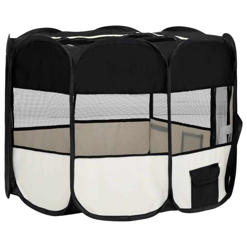 Petshop - Accesorii petshop - Culcusuri si custi - Custi interior si exterior - Tarc de caini pliabil cu sac de transport, negru, 90x90x58 cm - Infinity.ro