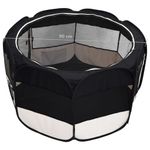 Petshop - Accesorii petshop - Culcusuri si custi - Custi interior si exterior - Tarc de caini pliabil cu sac de transport, negru, 90x90x58 cm - Infinity.ro