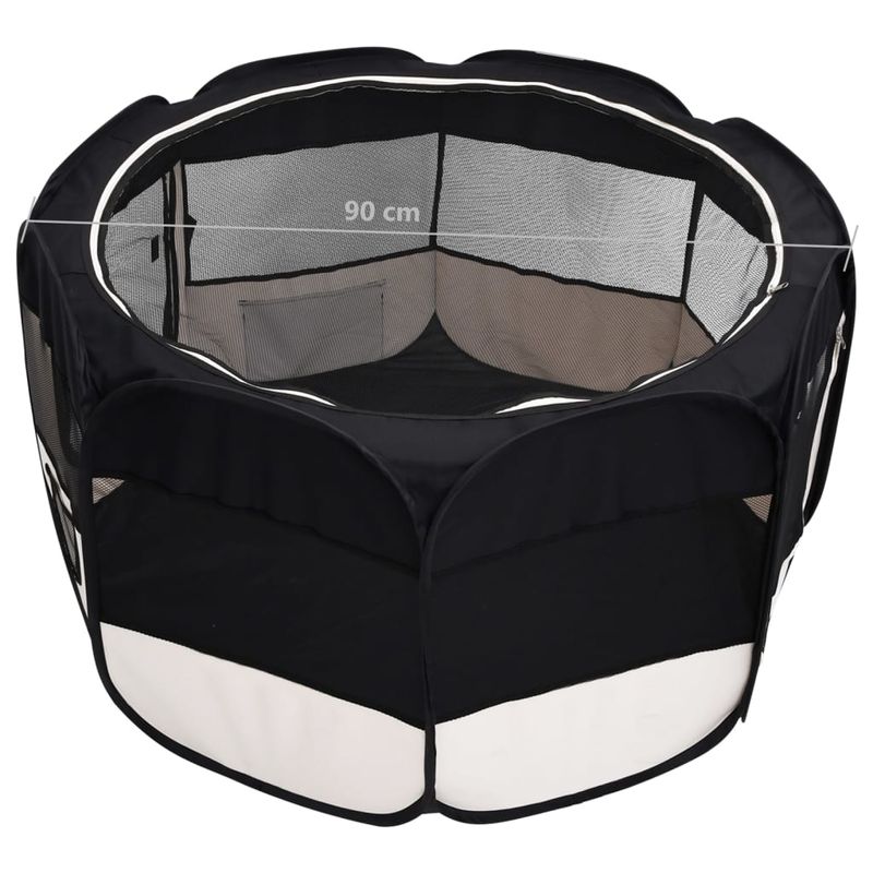 Petshop - Accesorii petshop - Culcusuri si custi - Custi interior si exterior - Tarc de caini pliabil cu sac de transport, negru, 90x90x58 cm - Infinity.ro