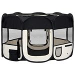 Petshop - Accesorii petshop - Culcusuri si custi - Tarcuri si colivii - Tarc de caini pliabil cu sac de transport, negru, 125x125x61 cm - Infinity.ro