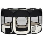 Petshop - Accesorii petshop - Culcusuri si custi - Custi interior si exterior - Tarc de caini pliabil cu sac de transport, negru, 145x145x61 cm - Infinity.ro