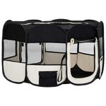 Petshop - Accesorii petshop - Culcusuri si custi - Custi interior si exterior - Tarc de caini pliabil cu sac de transport, negru, 145x145x61 cm - Infinity.ro