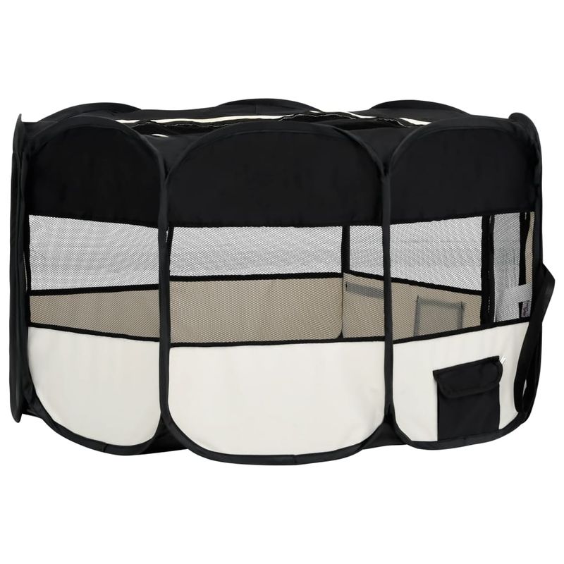 Petshop - Accesorii petshop - Culcusuri si custi - Tarcuri si colivii - Tarc de caini pliabil cu sac de transport, negru, 145x145x61 cm - Infinity.ro