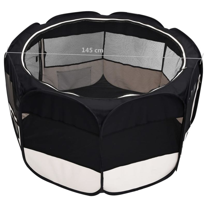 Petshop - Accesorii petshop - Culcusuri si custi - Tarcuri si colivii - Tarc de caini pliabil cu sac de transport, negru, 145x145x61 cm - Infinity.ro