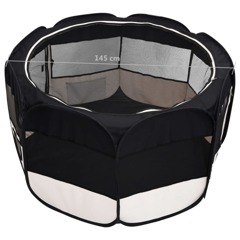 Petshop - Accesorii petshop - Culcusuri si custi - Custi interior si exterior - Tarc de caini pliabil cu sac de transport, negru, 145x145x61 cm - Infinity.ro