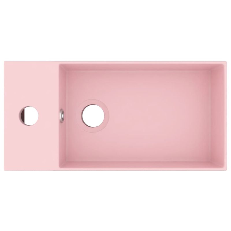 Casa si Gradina - Sanitare - Lavoar baie si accesorii - Lavoare si piedestale - Chiuveta de baie cu preaplin, roz mat, ceramica - Infinity.ro