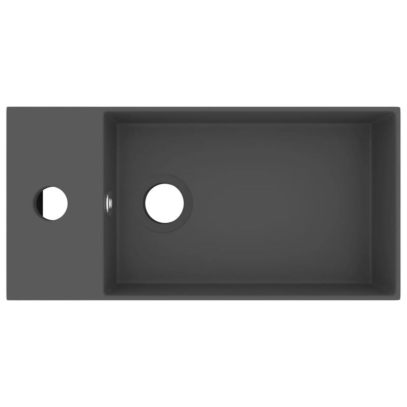 Casa si Gradina - Sanitare - Lavoar baie si accesorii - Lavoare si piedestale - Chiuveta de baie cu preaplin, gri inchis, ceramica - Infinity.ro