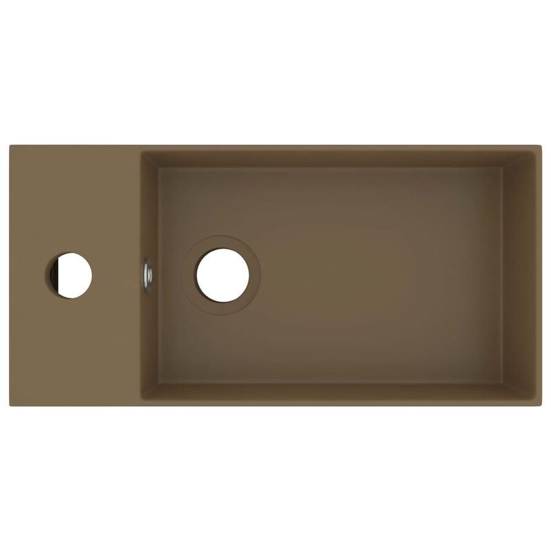 Casa si Gradina - Sanitare - Lavoar baie si accesorii - Lavoare si piedestale - Chiuveta de baie cu preaplin, crem mat, ceramica - Infinity.ro