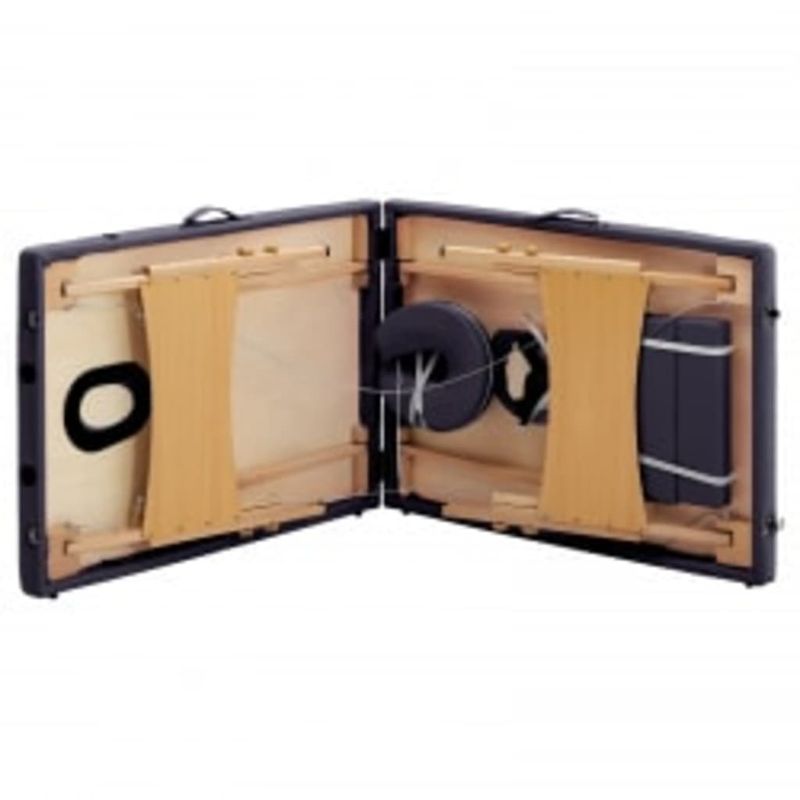 Ingrijire personala si Cosmetice - Sanatate si wellness - Articole wellness - Fotolii de masaj - Masa de masaj pliabila, 2 zone, violet, lemn - Infinity.ro