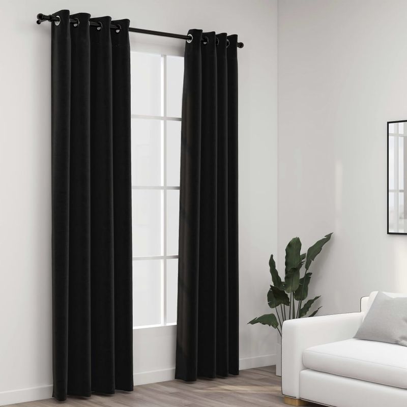 Casa si Gradina - Textile si covoare - Perdele si draperii - Perdele - Perdele opace, aspect panza, 2 buc., antracit, 140 x 245 cm - Infinity.ro