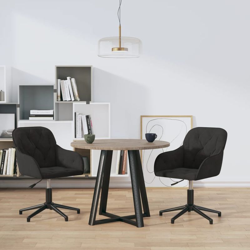 Casa si Gradina - Mobilier - Scaune si fotolii - Scaune - Scaune de bucatarie pivotante, 2 buc., negru, catifea - Infinity.ro