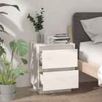 Casa si Gradina - Mobilier - Comode si corpuri - Noptiere - Noptiera, alb, 40x35x50 cm, lemn masiv de pin - Infinity.ro