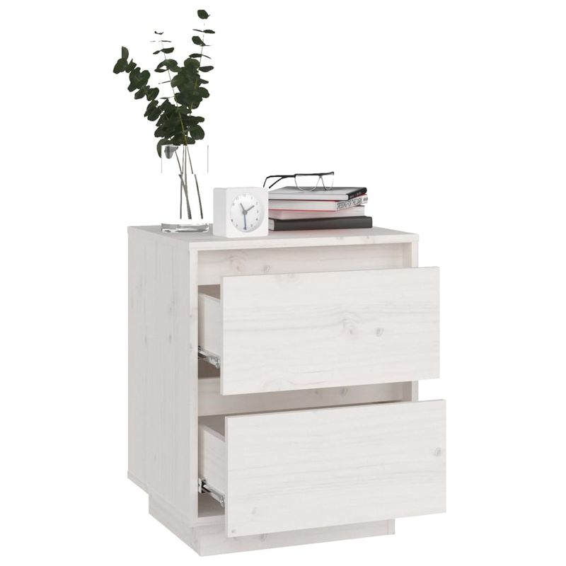 Casa si Gradina - Mobilier - Comode si corpuri - Noptiere - Noptiera, alb, 40x35x50 cm, lemn masiv de pin - Infinity.ro