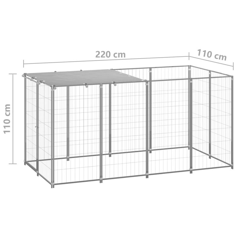 Petshop - Accesorii petshop - Culcusuri si custi - Custi interior si exterior - Padoc pentru caini, argintiu, 2,42 m², otel - Infinity.ro