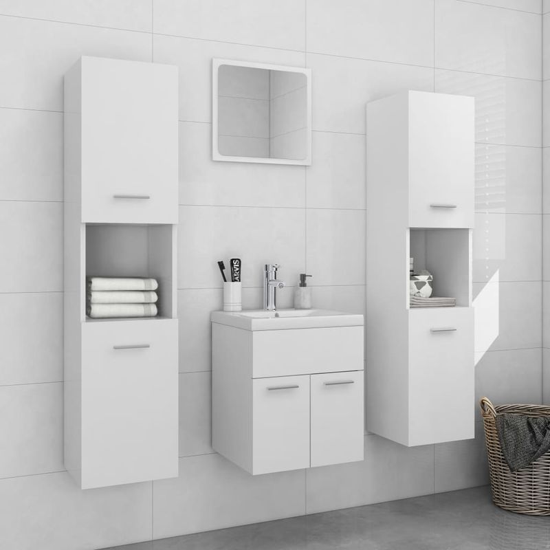 Casa si Gradina - Mobilier - Seturi de mobilier - Seturi baie - Set mobilier de baie, alb, lemn prelucrat - Infinity.ro