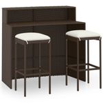 Casa si Gradina - Gradina si terasa - Mobilier exterior - Seturi mobila gradina - Set mobilier bar de gradina cu perne, 3 piese, maro - Infinity.ro