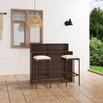 Casa si Gradina - Gradina si terasa - Mobilier exterior - Seturi mobila gradina - Set mobilier bar de gradina cu perne, 3 piese, maro - Infinity.ro