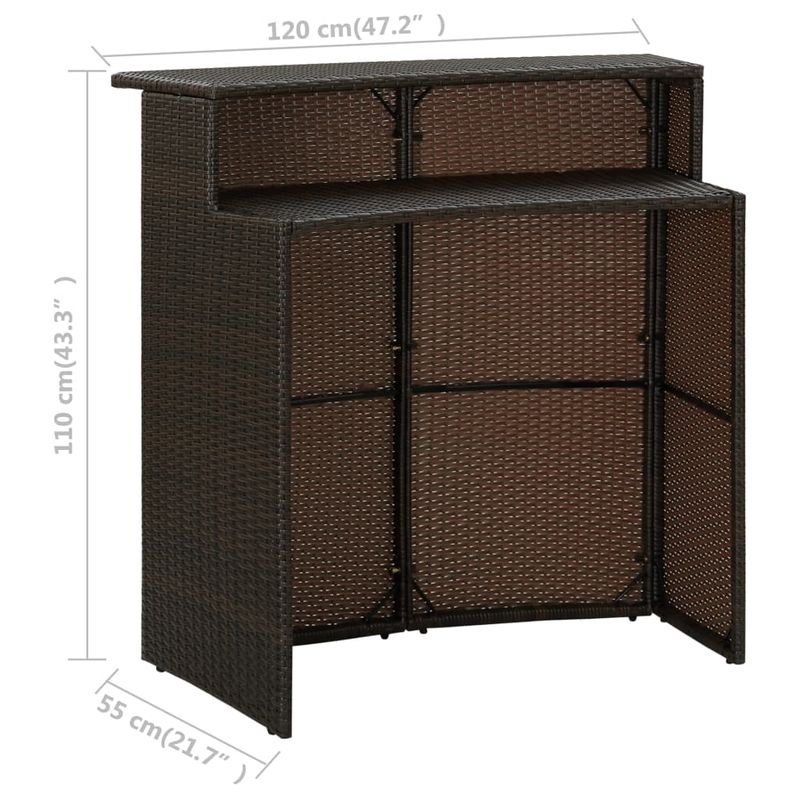 Casa si Gradina - Gradina si terasa - Mobilier exterior - Seturi mobila gradina - Set mobilier bar de gradina cu perne, 3 piese, maro - Infinity.ro