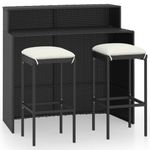 Casa si Gradina - Gradina si terasa - Mobilier exterior - Seturi mobila gradina - Set mobilier bar de gradina cu perne, 3 piese, negru - Infinity.ro