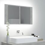Casa si Gradina - Mobilier - Mobilier baie - Corpuri baie - Dulap de baie cu oglinda si LED, gri beton, 80x12x45 cm acril - Infinity.ro