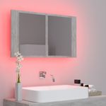 Casa si Gradina - Mobilier - Mobilier baie - Corpuri baie - Dulap de baie cu oglinda si LED, gri beton, 80x12x45 cm acril - Infinity.ro