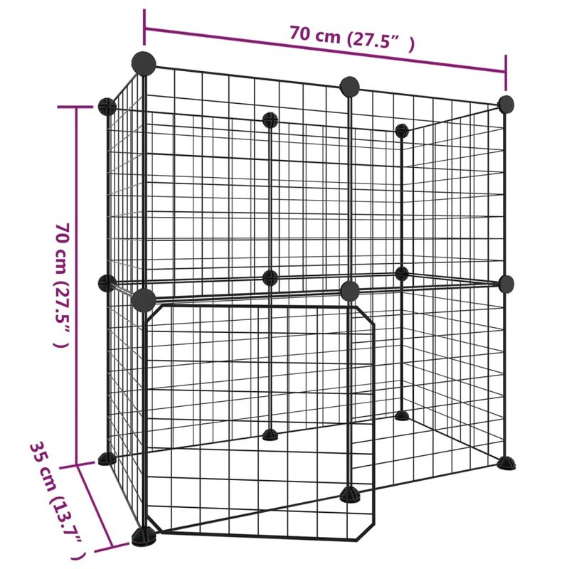 Petshop - Accesorii petshop - Culcusuri si custi - Custi interior si exterior - Cusca animale de companie cu usa 12 panouri negru 35x35 cm otel - Infinity.ro